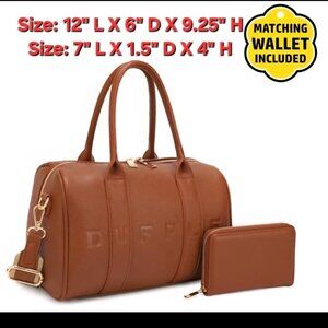 Alyssa "The Duffle" faux leather travel bag with wallet included